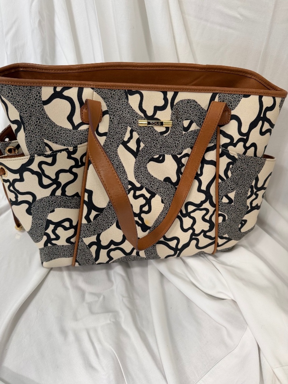 Tous fun tote bag with fun inside accent aqua lining - Picture 1 of 9